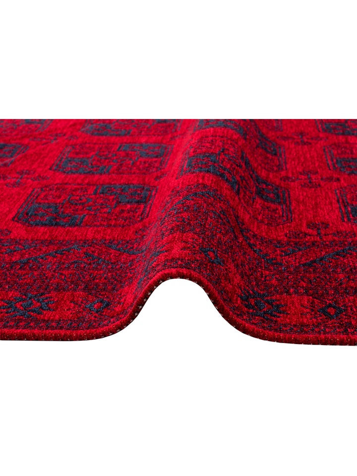 Uyghur Afghan Yagcibedir Patterned Washable Non-Slip Living Room Hall Hallway Fine Woven Carpet 01 RED