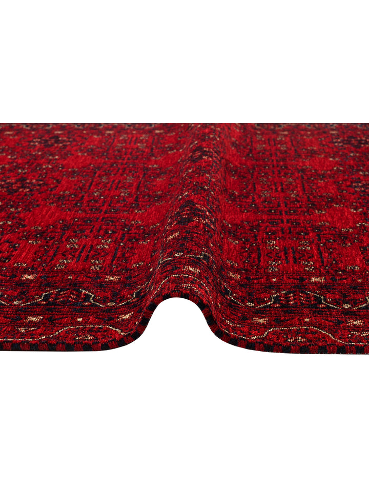 Uyghur Afghan Yagcibedir Patterned Washable Non-Slip Living Room Hall Hallway Fine Woven Carpet 02 RED