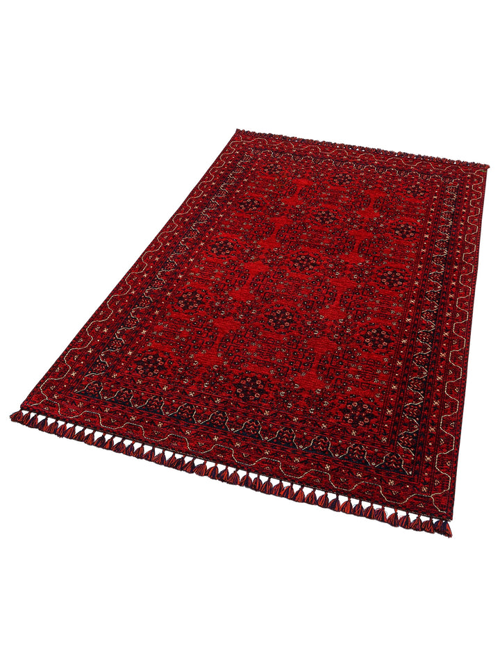 Uyghur Afghan Yagcibedir Patterned Washable Non-Slip Living Room Hall Hallway Fine Woven Carpet 02 RED