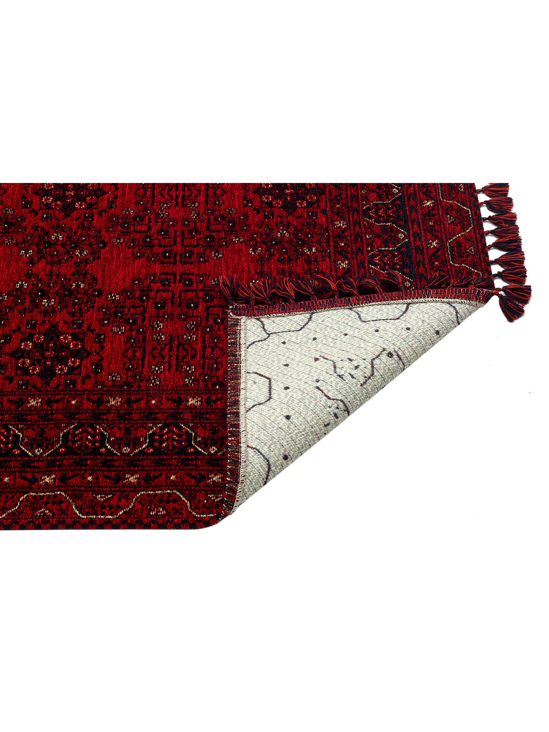 Uyghur Afghan Yagcibedir Patterned Washable Non-Slip Living Room Hall Hallway Fine Woven Carpet 02 RED