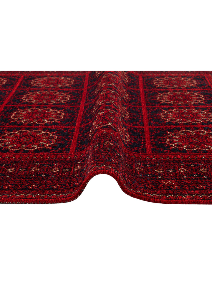 Uyghur Afghan Yagcibedir Patterned Washable Non-Slip Living Room Hall Hallway Fine Woven Carpet 03 RED