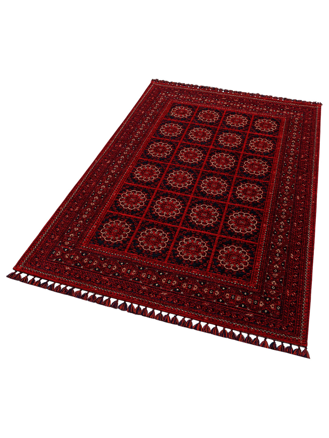 Uyghur Afghan Yagcibedir Patterned Washable Non-Slip Living Room Hall Hallway Fine Woven Carpet 03 RED