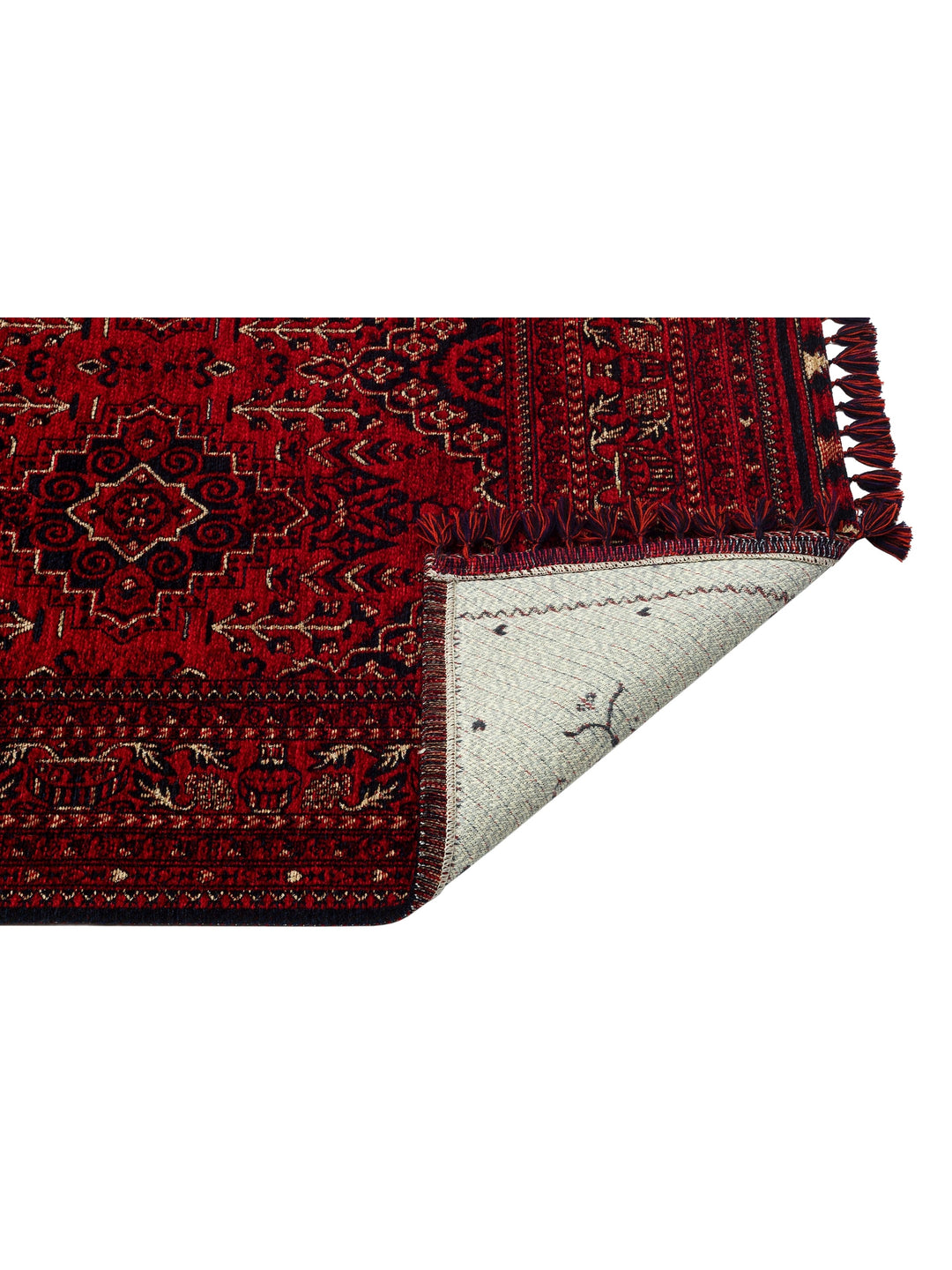 Uyghur Afghan Yagcibedir Patterned Washable Non-Slip Living Room Hall Hallway Fine Woven Carpet 05 RED