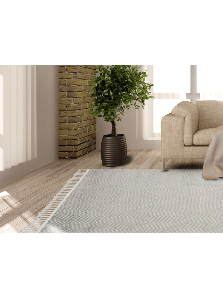 Lounge Series Living Room Corridor Soft Modern Carpet with Ethnic Patterns 01 GREY WHITE