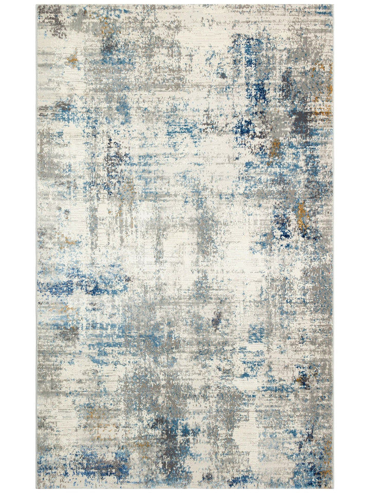 Pasific Serisi Eskitme Desenli Salon Oturma Odası Koridor Antre Modern Halı 09 CREAM BLUE