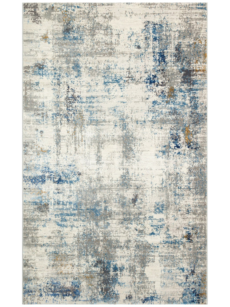 Pasific Serisi Eskitme Desenli Salon Oturma Odası Koridor Antre Modern Halı 09 CREAM BLUE