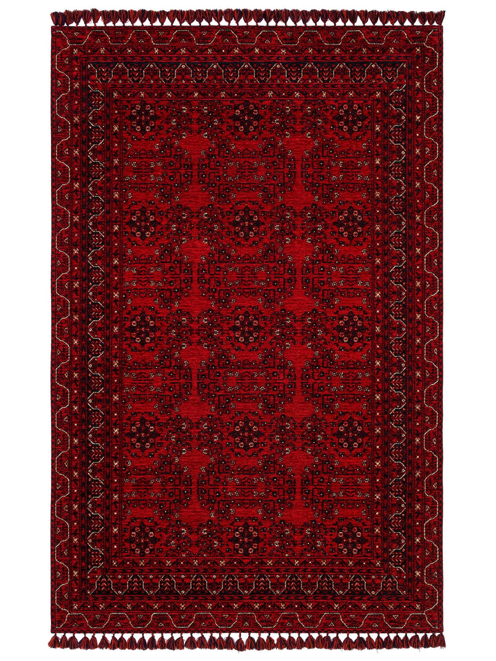 Uyghur Afghan Yagcibedir Patterned Washable Non-Slip Living Room Hall Hallway Fine Woven Carpet 02 RED