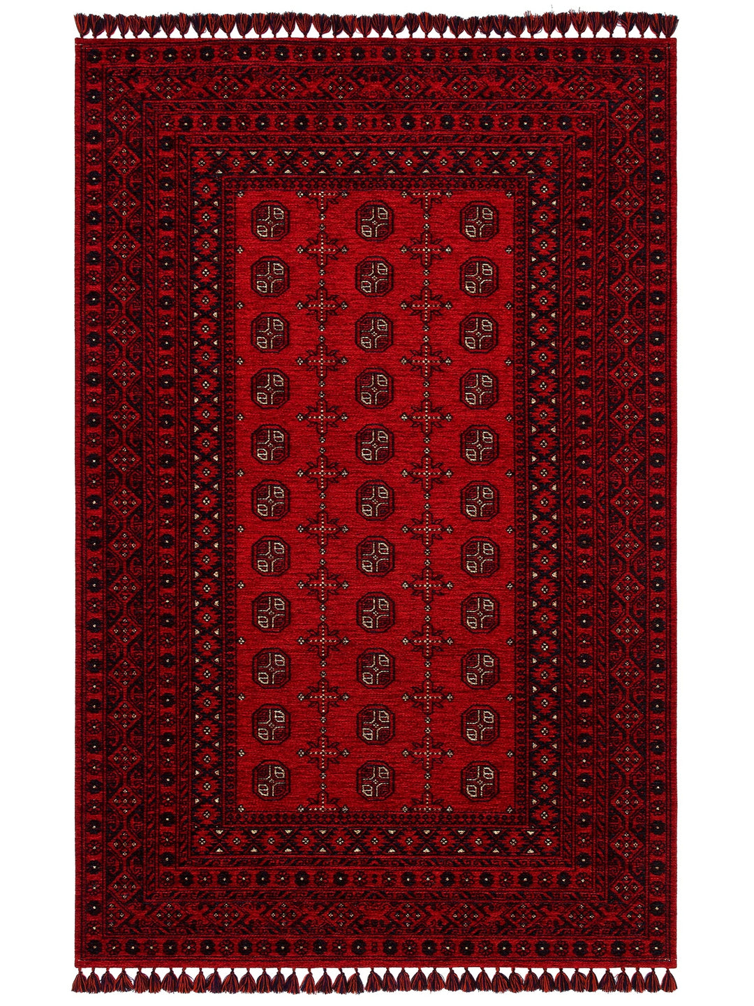 Uyghur Afghan Yagcibedir Patterned Washable Non-Slip Living Room Hall Hallway Fine Woven Carpet 04 RED