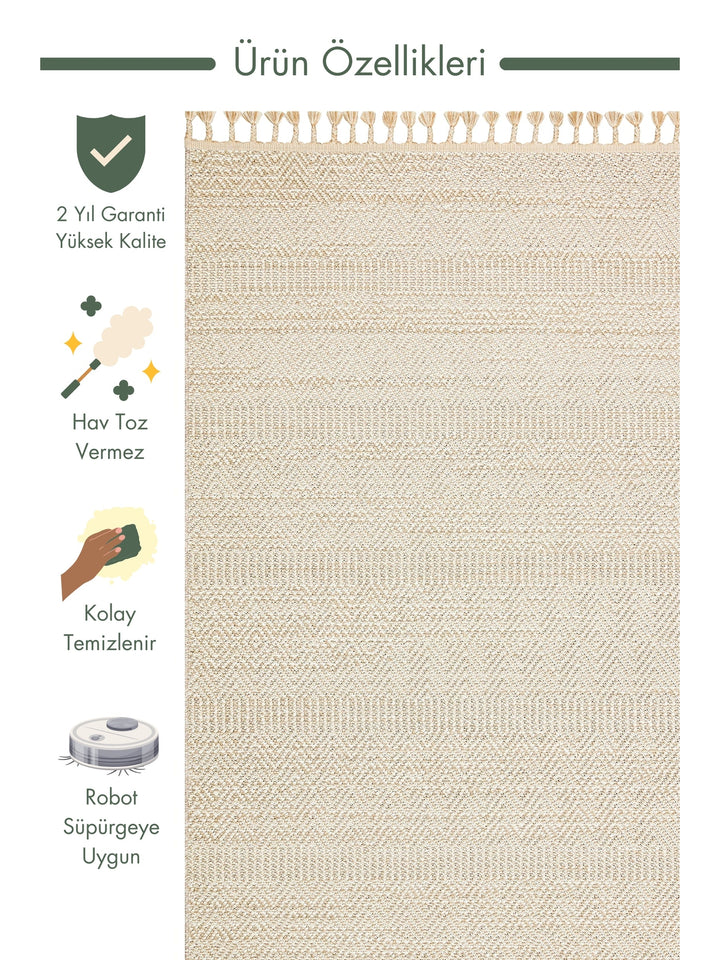 Ole Series Wicker Woven Living Room Hall Hallway Entrance Kitchen Modern Scandinavian Carpet 01 BEIGE