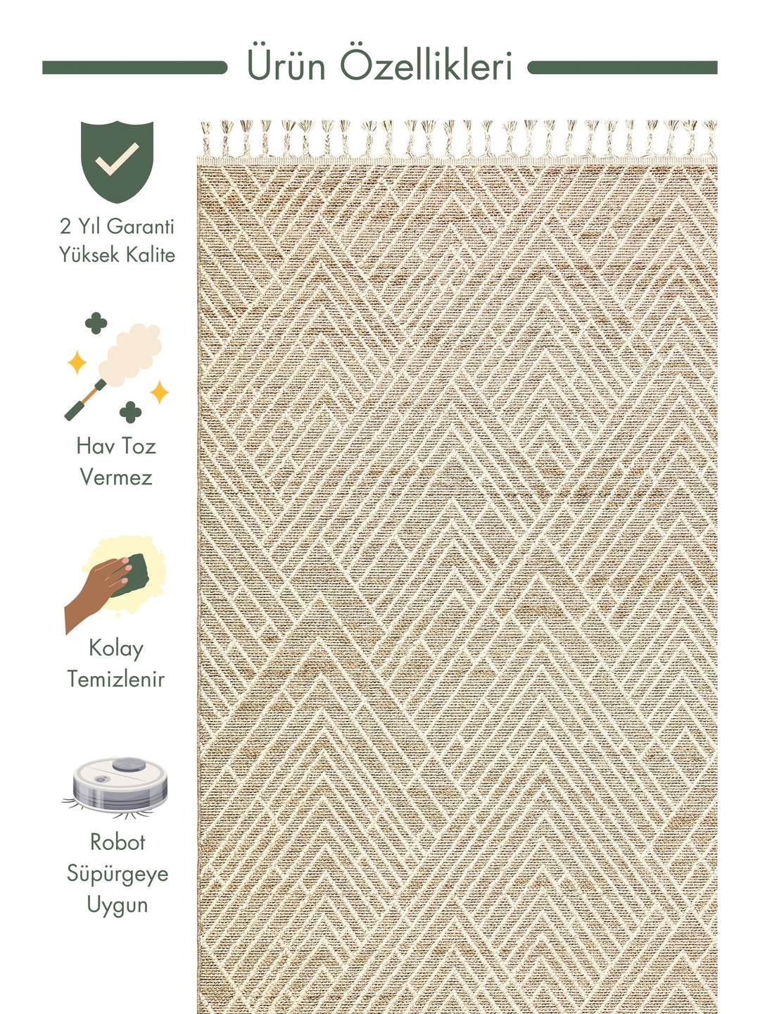 Ole Series Wicker Woven Living Room Hall Hallway Entrance Kitchen Modern Scandinavian Carpet 12 BEIGE