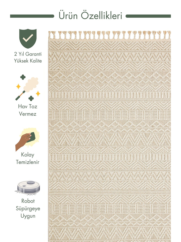 Ole Series Wicker Woven Living Room Hall Hallway Entrance Kitchen Modern Scandinavian Carpet 14 BEIGE