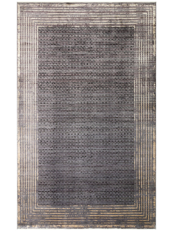 Mumbai Series Art Deco Patterned High Quality Tight Woven Shiny Living Room Carpet 01 ANTHRACITE GOLD