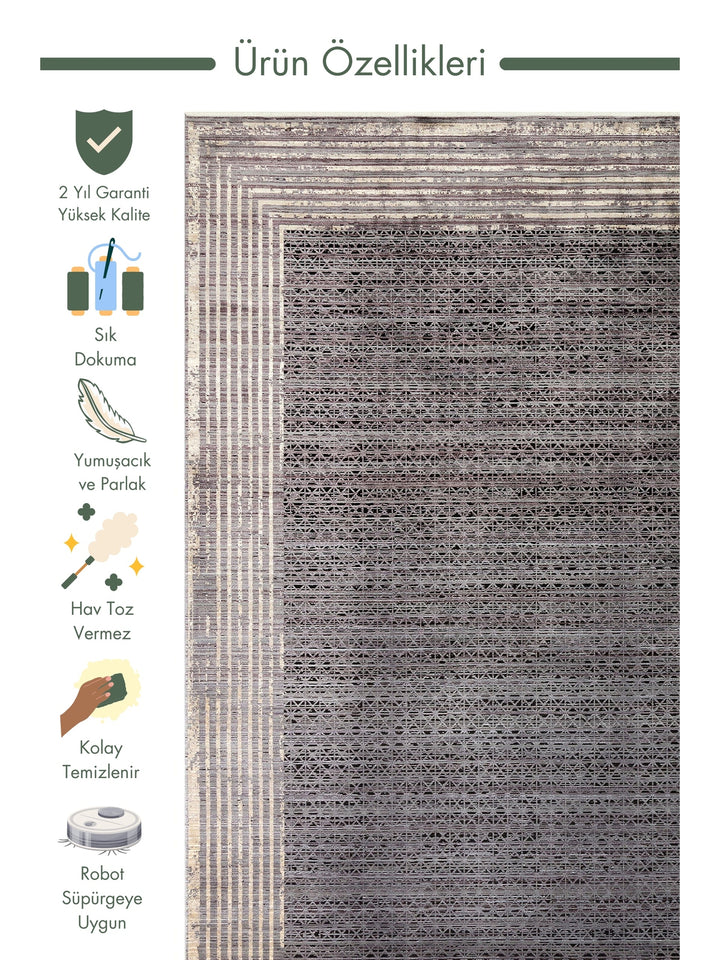 Mumbai Series Art Deco Patterned High Quality Tight Woven Shiny Living Room Carpet 01 ANTHRACITE GOLD