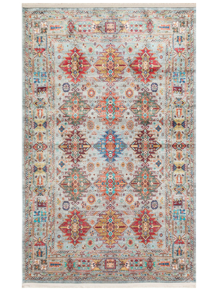 Historic Series Non-Slip Antique Patterned Living Room Living Room Corridor Kitchen Washable Carpet 06 AQUA