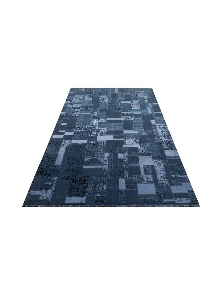 Cesaira Densely Woven Washable Non-Slip Based Living Room Hall Hallway Bright Modern Carpet 04 DENIM