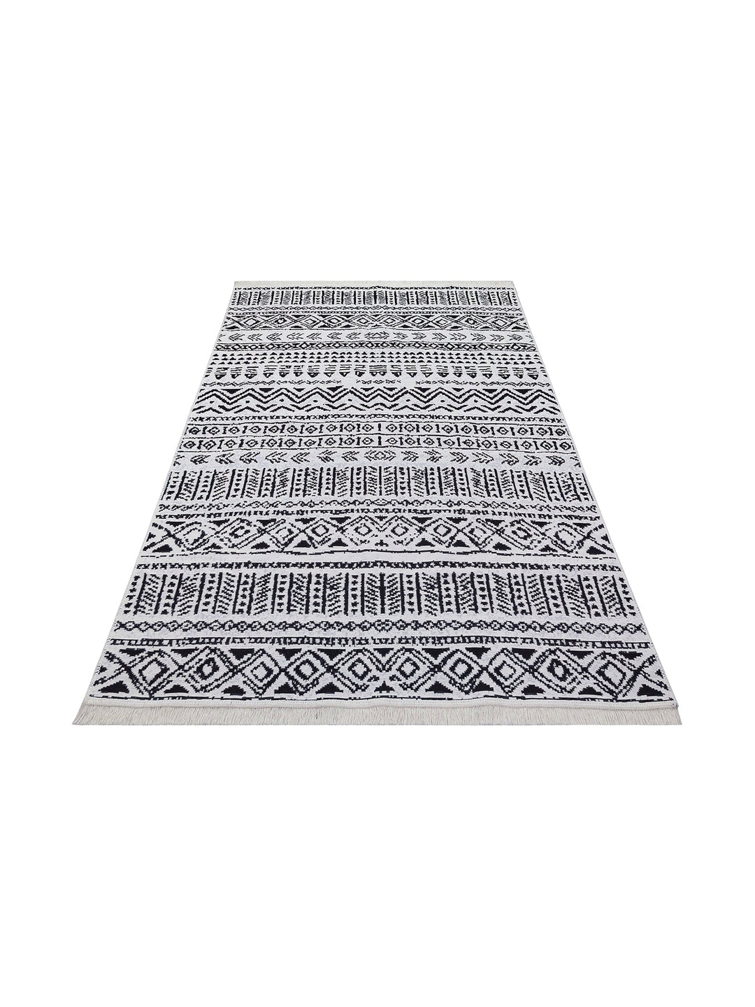 Maya 100% Natural Cotton Washable Double Sided Living Room Kitchen Corridor Modern Rug 03 BLACK