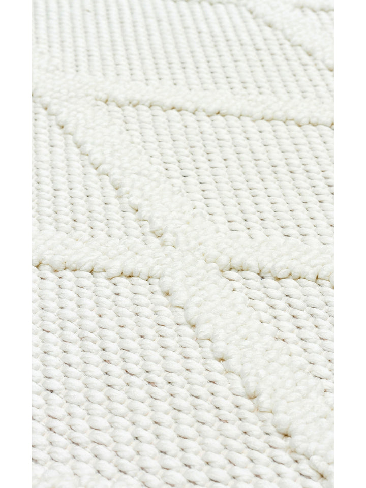 Comfy Modern Patterned Living Room Hallway Entrance Bedroom Knitted Carpet 04 CREAM