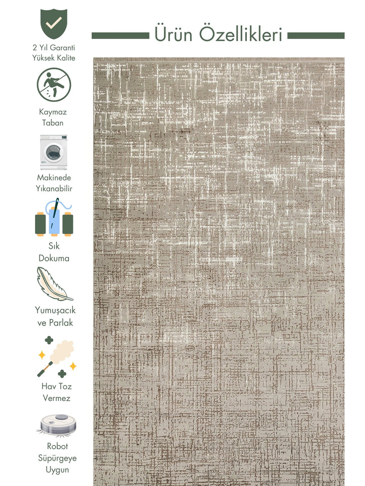 Cesaira Densely Woven Washable Non-Slip Based Living Room Hall Hallway Bright Modern Carpet 03 GREY