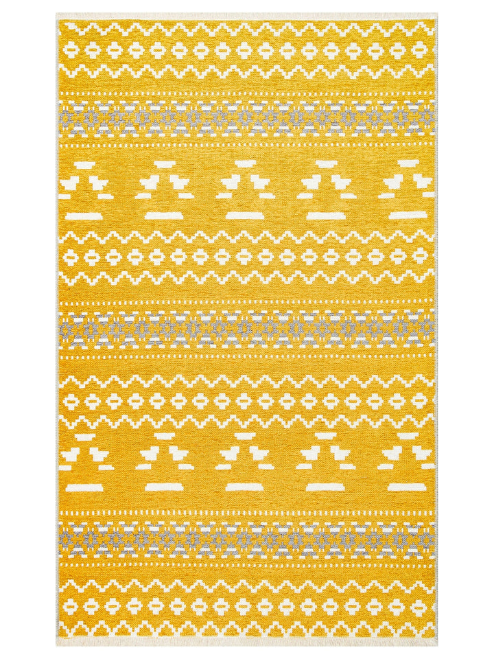 Yellowstone Cotton Washable Double Sided Living Room Hallway Kitchen Scandinavian Rug 09GRYYEL