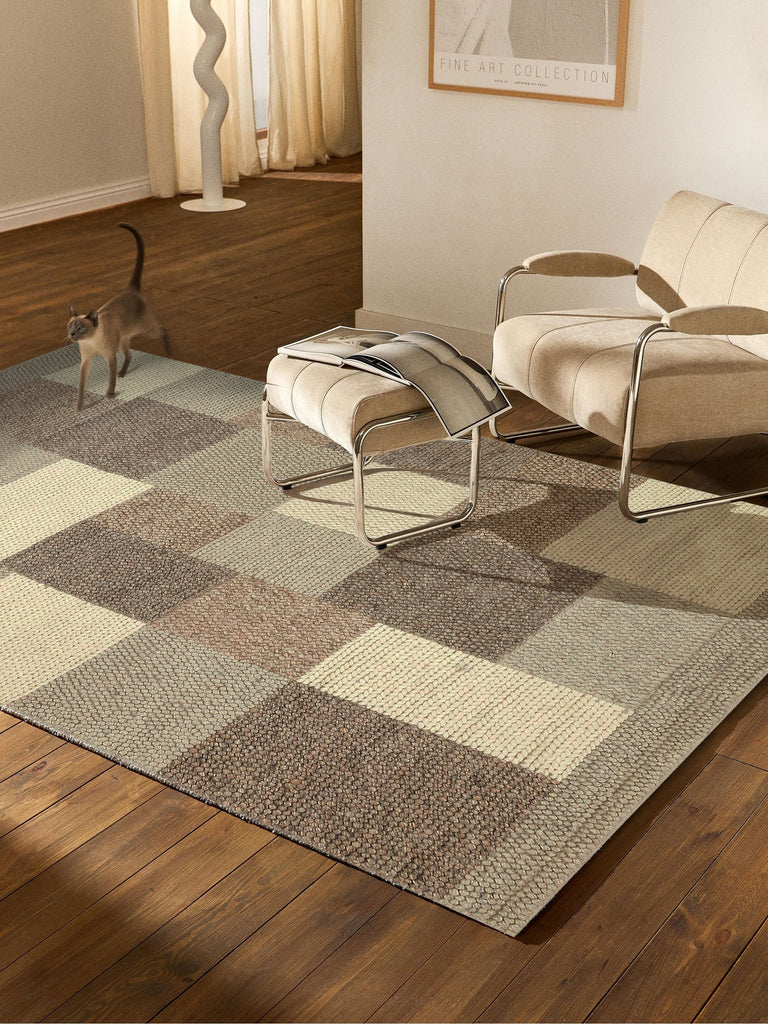 Woolstar 100% Natural Sweater Patterned Living Room Living Room Corridor Entrance Hand Woven Knitted Carpet CORBIN NAT