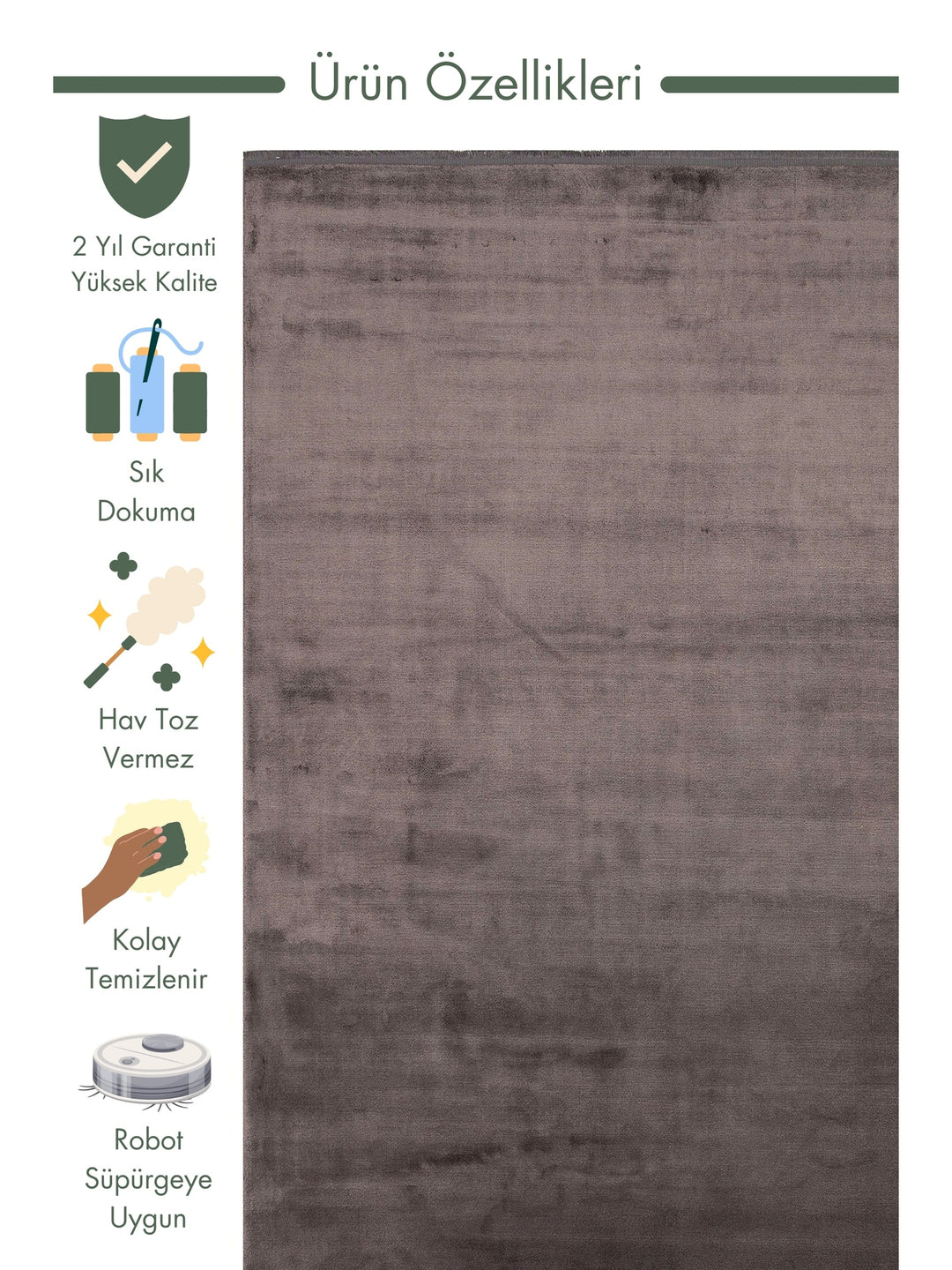 Andrea Series High Quality Dense Woven Special Shiny Bright Living Room Carpet PLAIN CHARCOAL