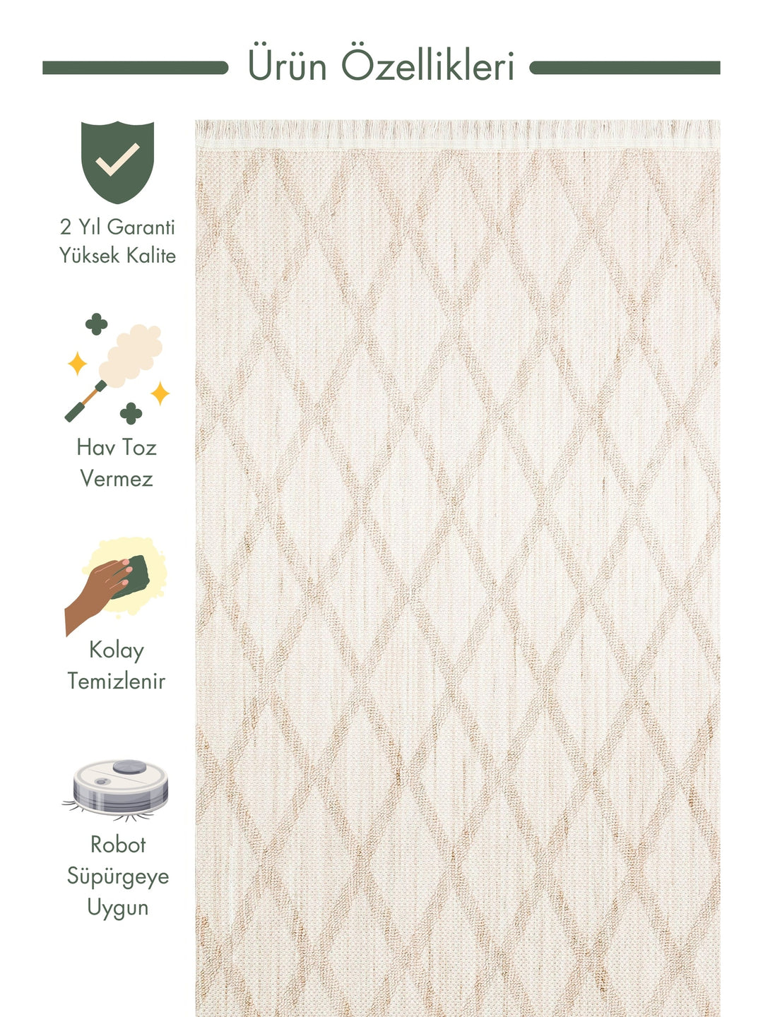 Comfy Modern Patterned Living Room Hallway Entrance Bedroom Knitted Carpet 04 BEIGE