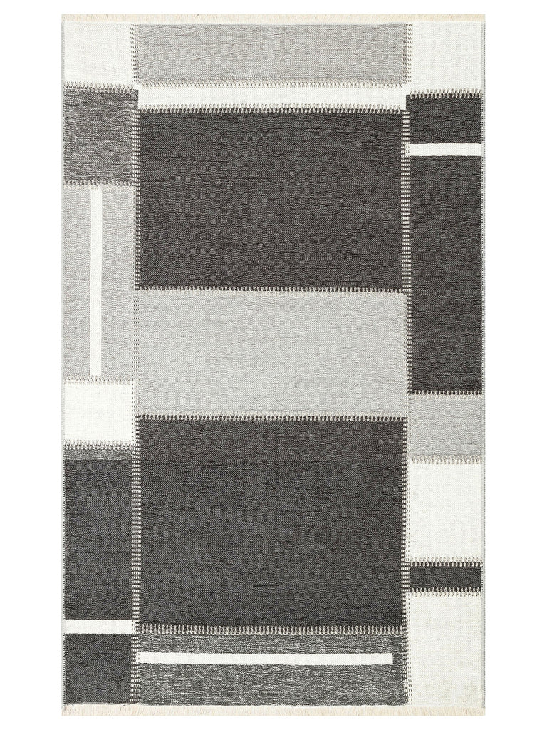 Yellowstone Cotton Washable Double Sided Living Room Hallway Kitchen Scandinavian Rug 08GREYANT