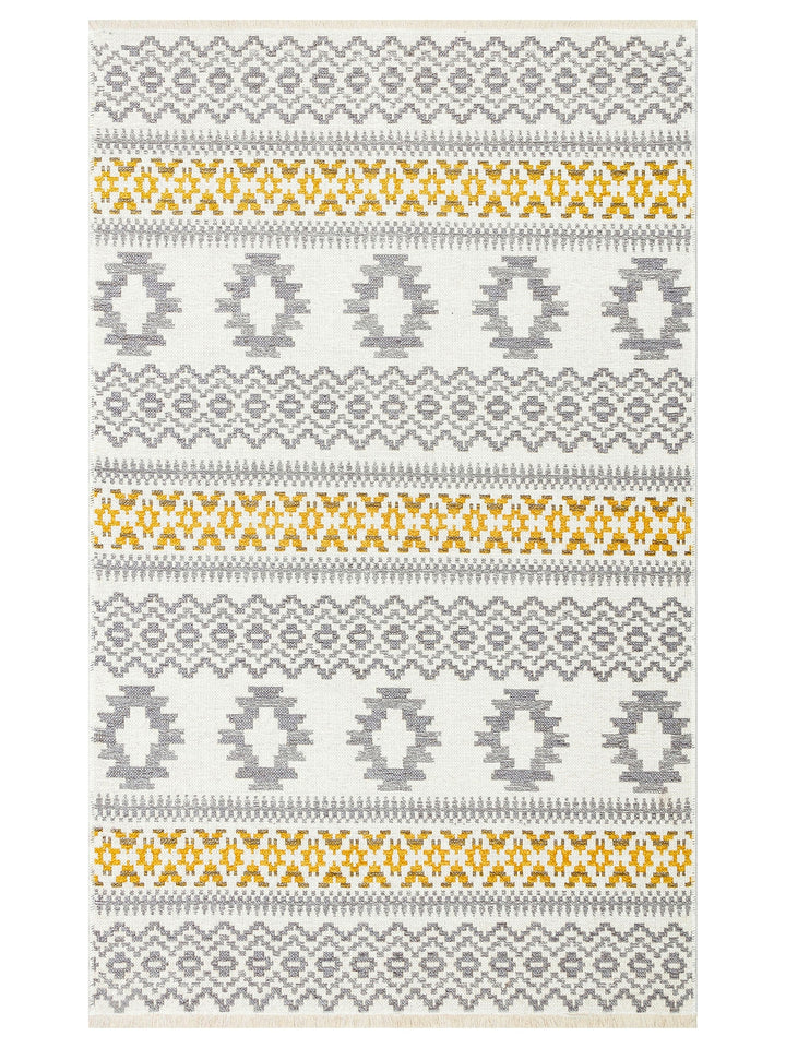 Yellowstone Cotton Washable Double Sided Living Room Hallway Kitchen Scandinavian Rug 09GRYYEL