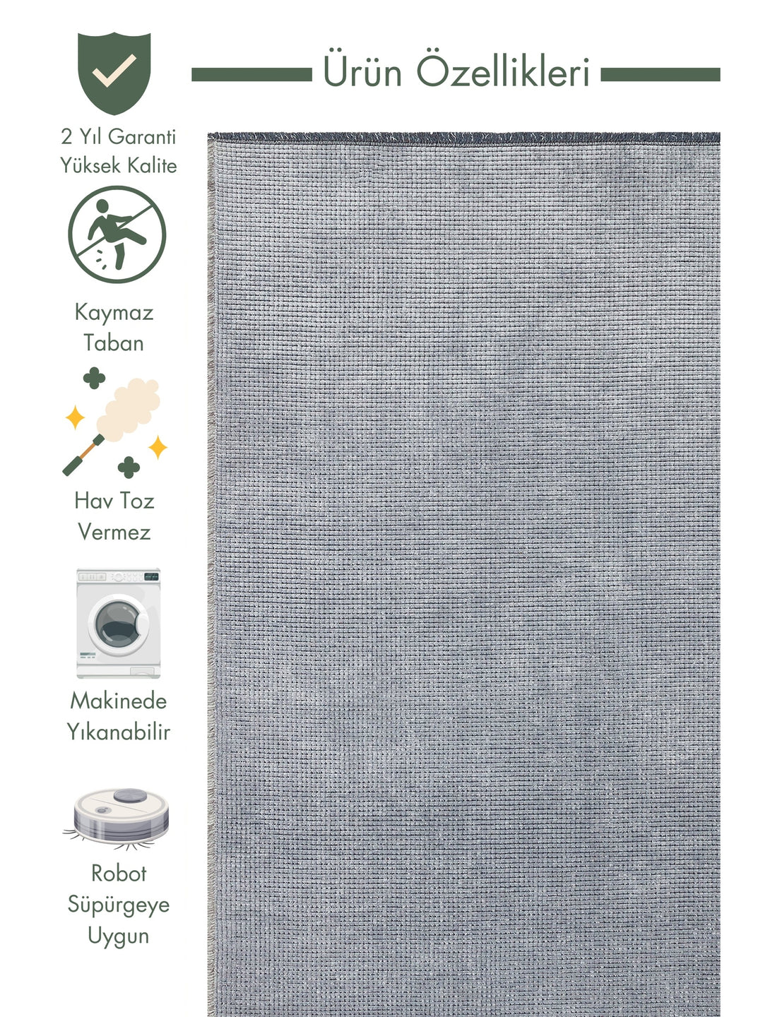 Bali Washable Living Room Hall Hallway Entrance Kitchen Non-Slip Cotton Rug 01 GREY