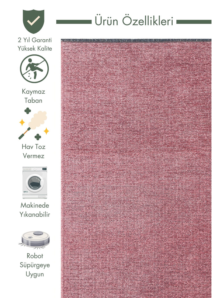 Bali Washable Living Room Hall Hallway Entrance Kitchen Non-Slip Cotton Rug 01 ROSE