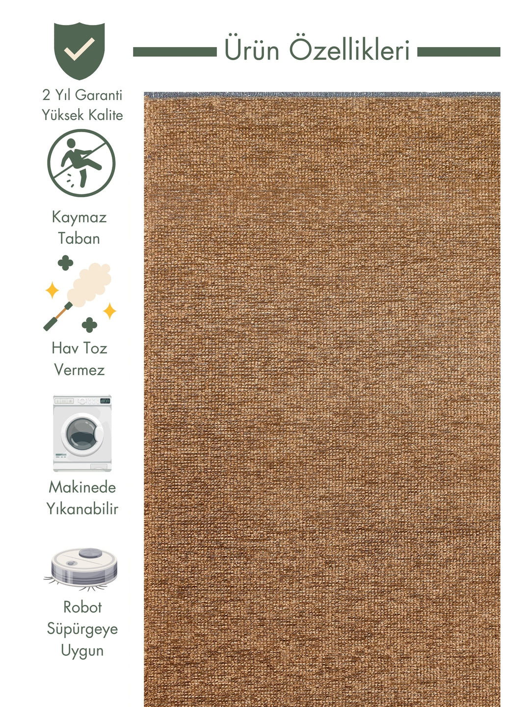 Bali Washable Living Room Hall Hallway Entrance Kitchen Non-Slip Cotton Rug 01 BROWN