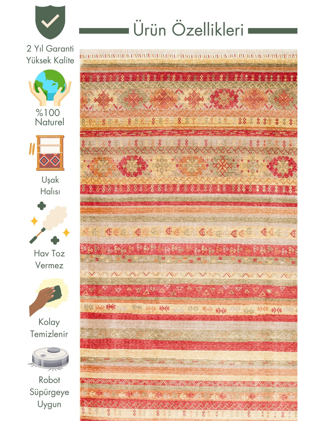 Oushak Carnaval 100% Natural Easy to Clean Handmade Tencel Modern Uşak Carpet 12 RED