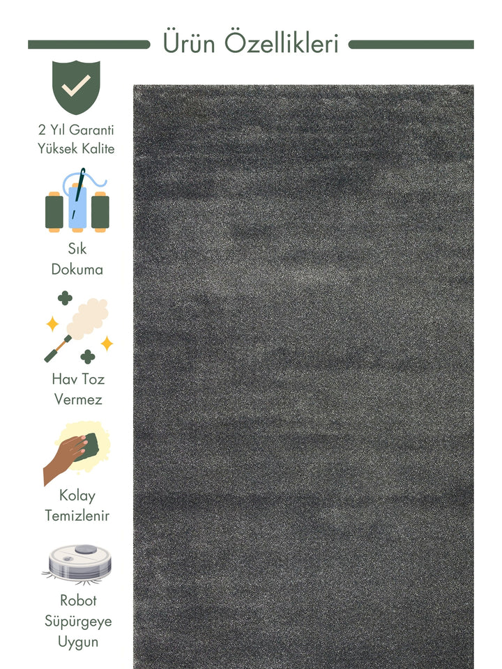 Lamma Series Plain Patterned Living Room Hall Hallway Entrance Bedroom Modern Carpet PLAIN ANTHRACITE