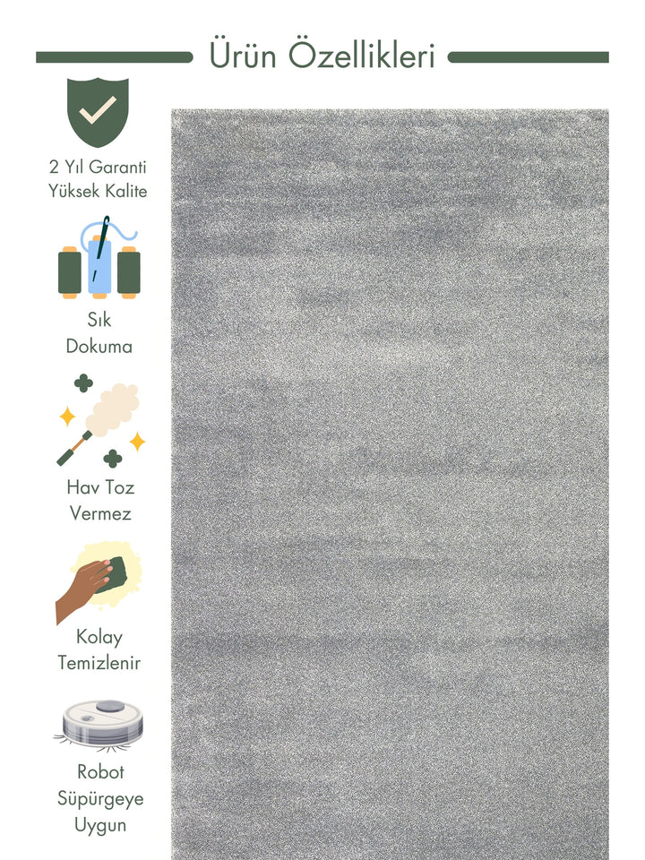 Lamma Series Plain Patterned Living Room Hall Hallway Entrance Bedroom Modern Carpet PLAIN GREY