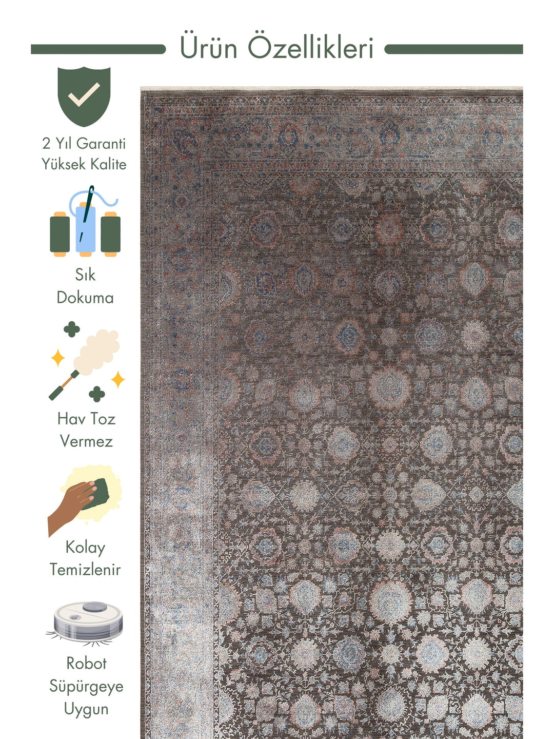 Kashmir Series Rich Colored Stylish Living Room Carpet Produced with Special Dyeing Process 01 MARINE