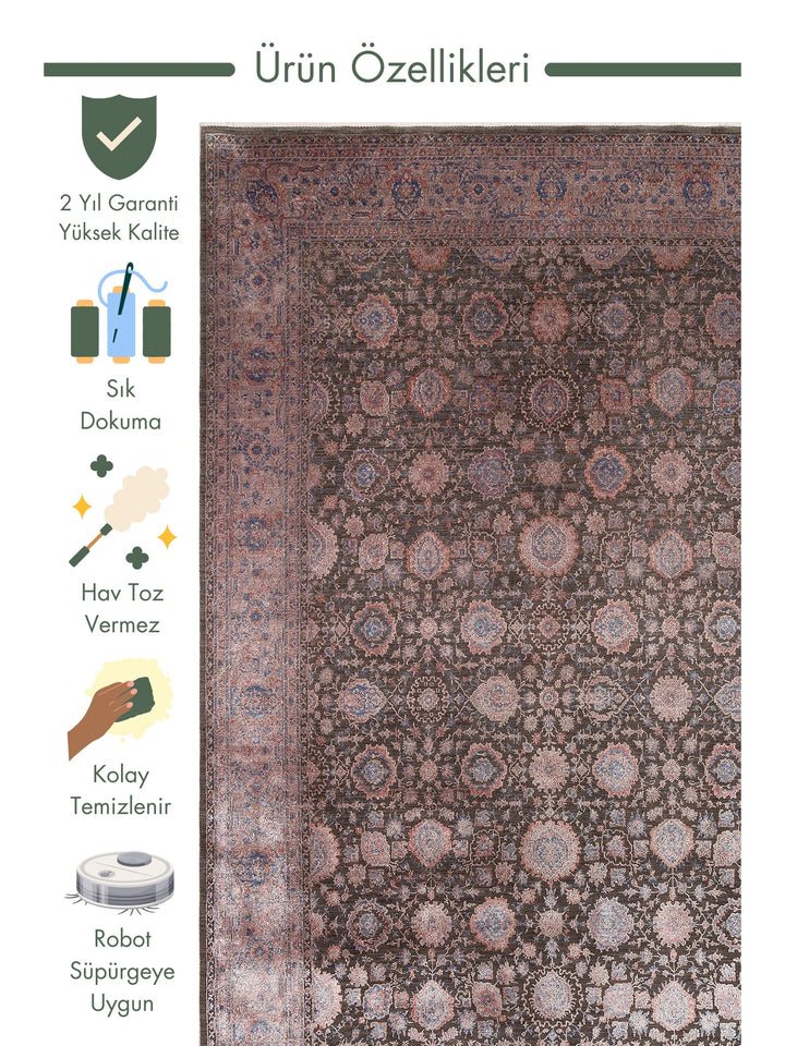 Kashmir Series Rich Colored Stylish Living Room Carpet Produced with Special Dyeing Process 01 BRONZE