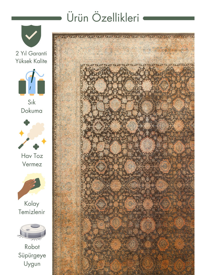 Kashmir Series Rich Colored Stylish Living Room Carpet Produced with Special Dyeing Process 01 TERRA