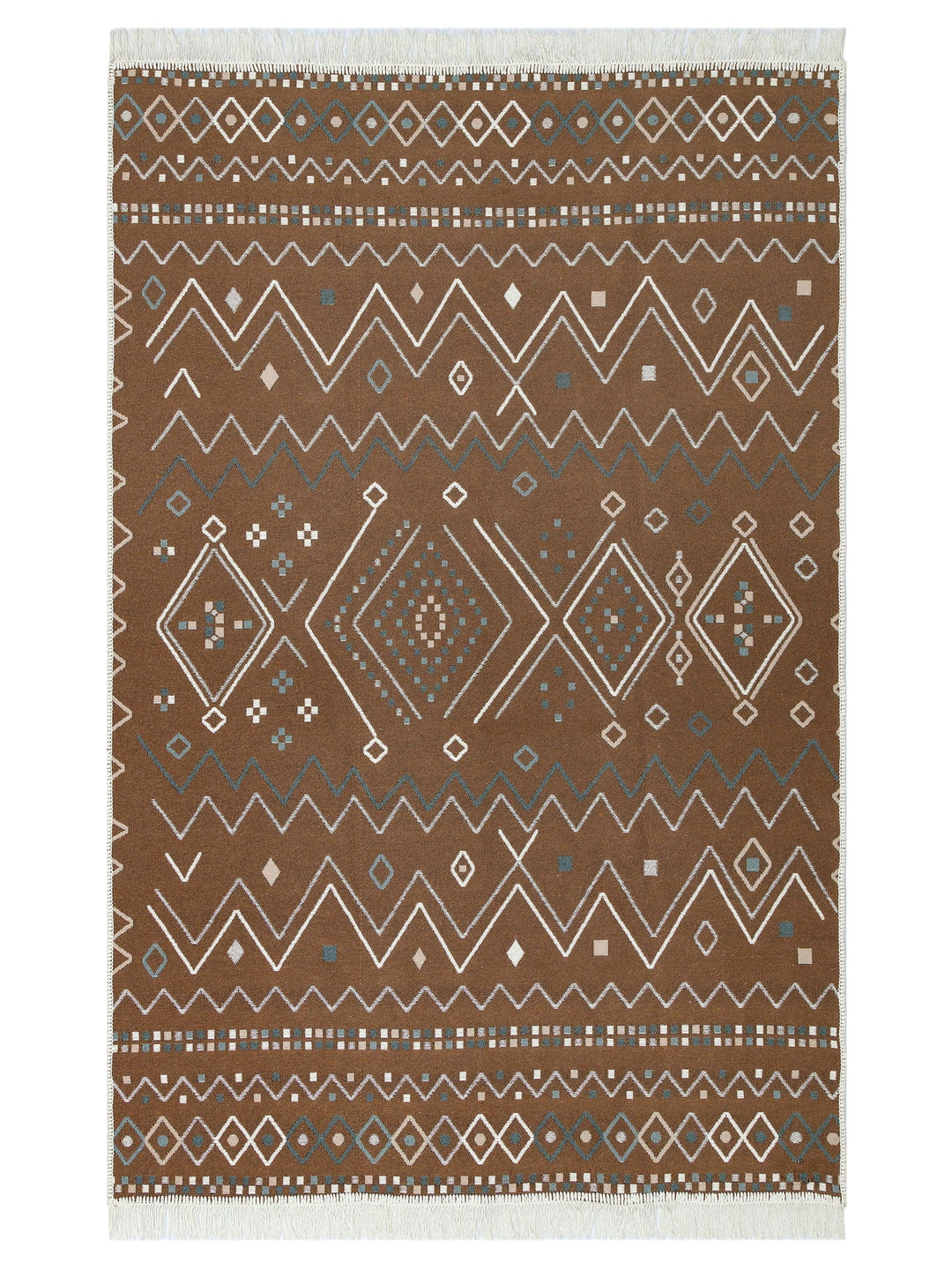 Maya 100% Natural Cotton Washable Double Sided Living Room Kitchen Hallway Modern Rug 05BEIGEBLU