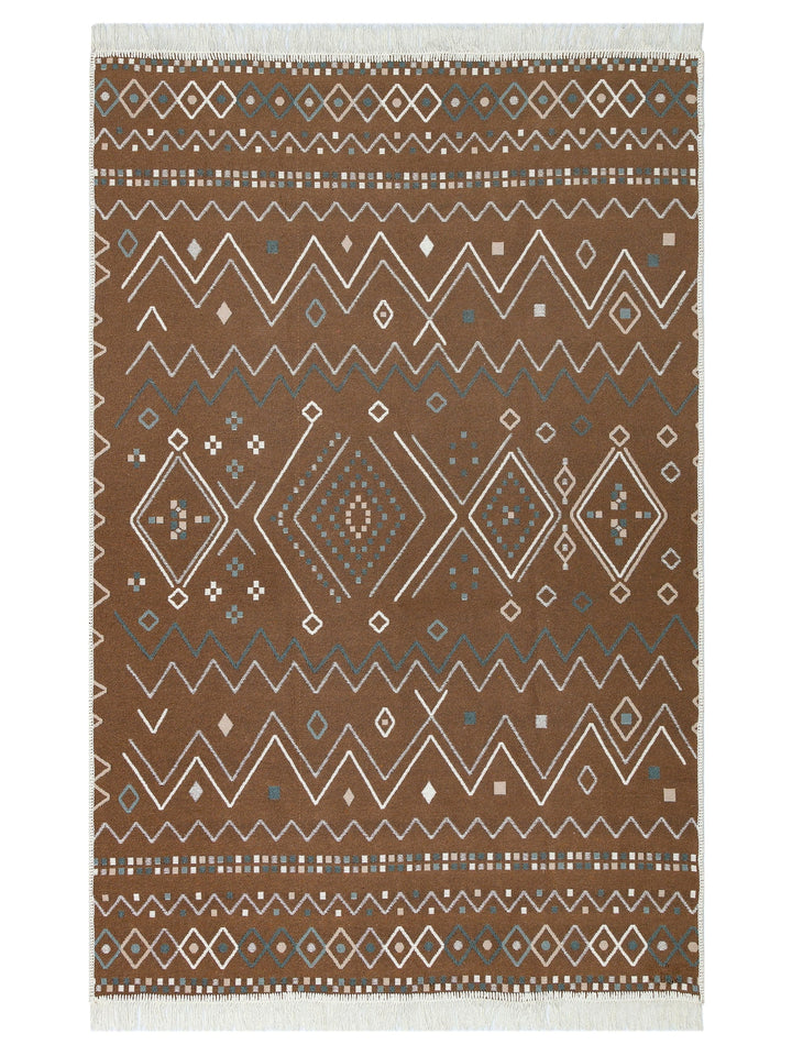 Maya 100% Natural Cotton Washable Double Sided Living Room Kitchen Hallway Modern Rug 05BEIGEBLU