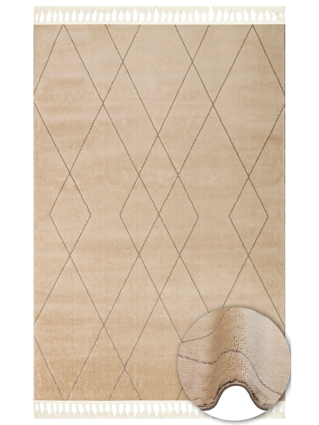 Lounge Series Ethnic Patterned Living Room Hallway Soft Modern Carpet 02 BEIGE