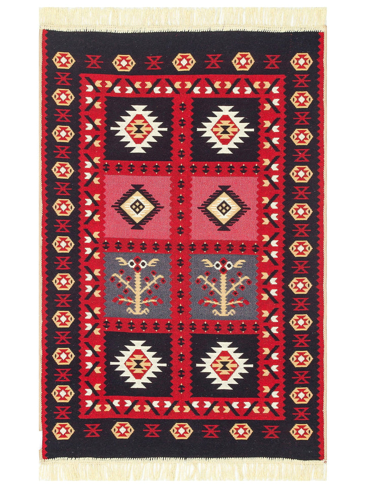 Maya 100% Natural Cotton Washable Double Sided Living Room Kitchen Corridor Modern Rug 28 RED