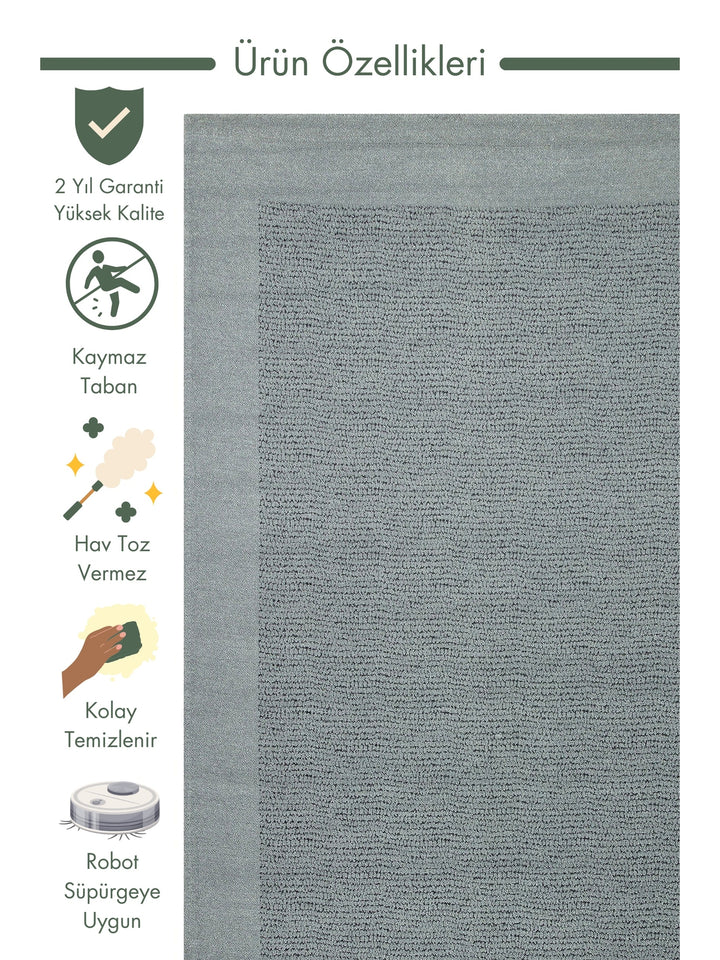 Atacama Cotton Non-Slip Based Living Room Corridor Entrance Kitchen Fine Woven Modern Carpet 01 GREY