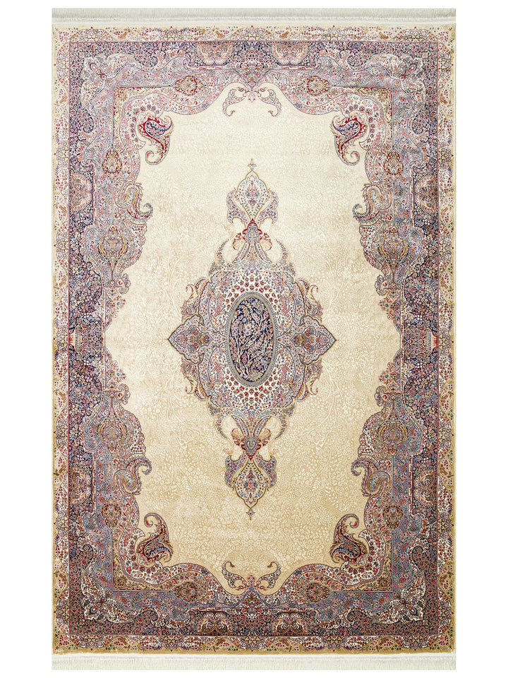 Topkapi Series High Quality Dense Woven Classic Patterned Special Shiny Living Room Carpet 02 CREAM