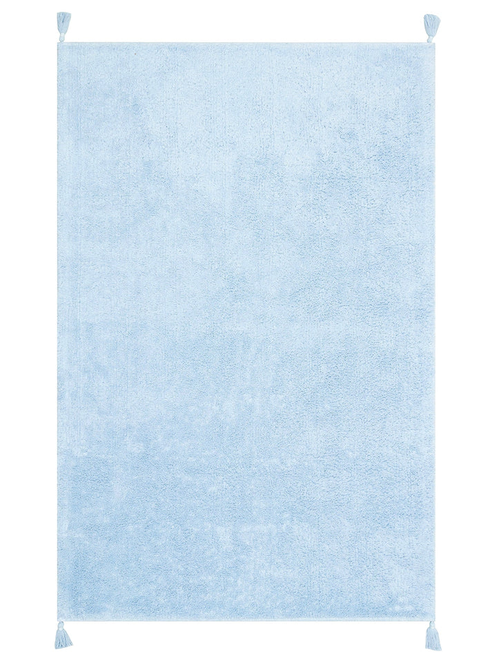 Cotton Baby 100% Natural Cotton Washable Non-Slip Based Baby Rug PLAIN BLUE