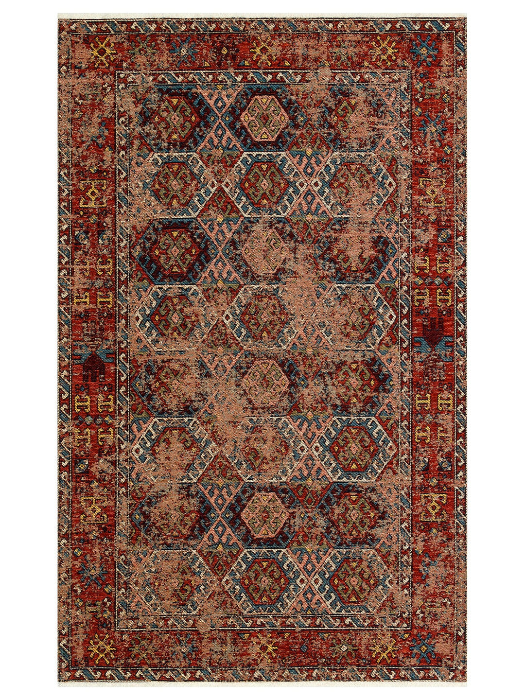 Cappadocia Antique Patterned Living Room Hall Kitchen Corridor Washable Non-Slip Based Rug 03 MULTY