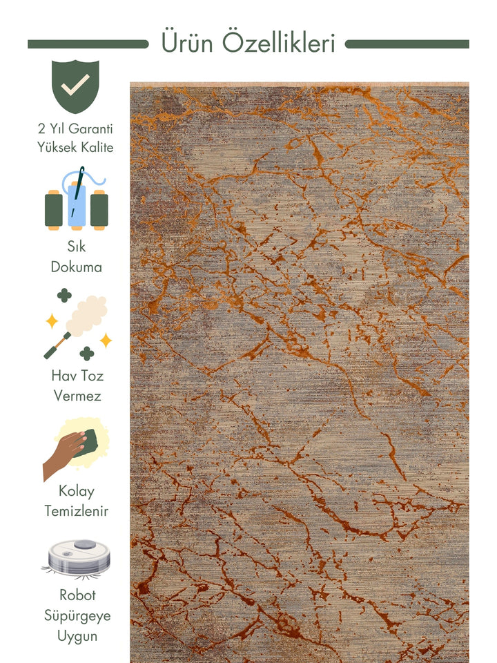 Göreme Series High Low Texture High Quality Dense Woven Modern Living Room Carpet 01 COPPER