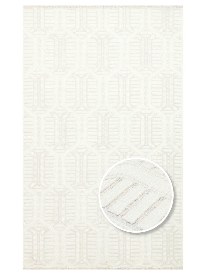 Lino Series Kitchen Living Room Hall Entrance Hallway Washable Non-Slip Based Cotton Rug 03 CREAM