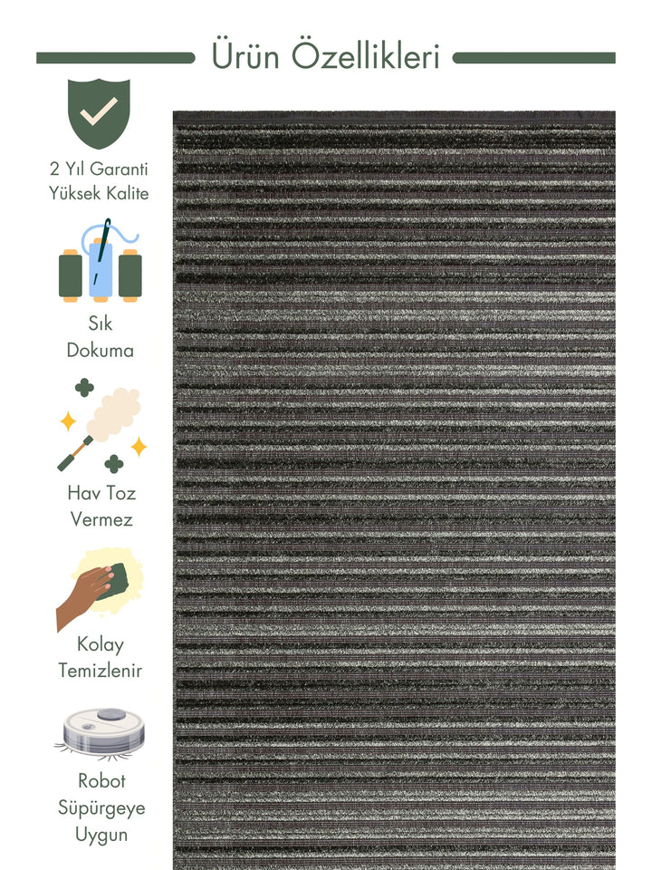 Sri Lanka Fluff Dust-Free Living Room Hall Corridor Kitchen Bedroom Modern Carpet 01 ANTHRACITE