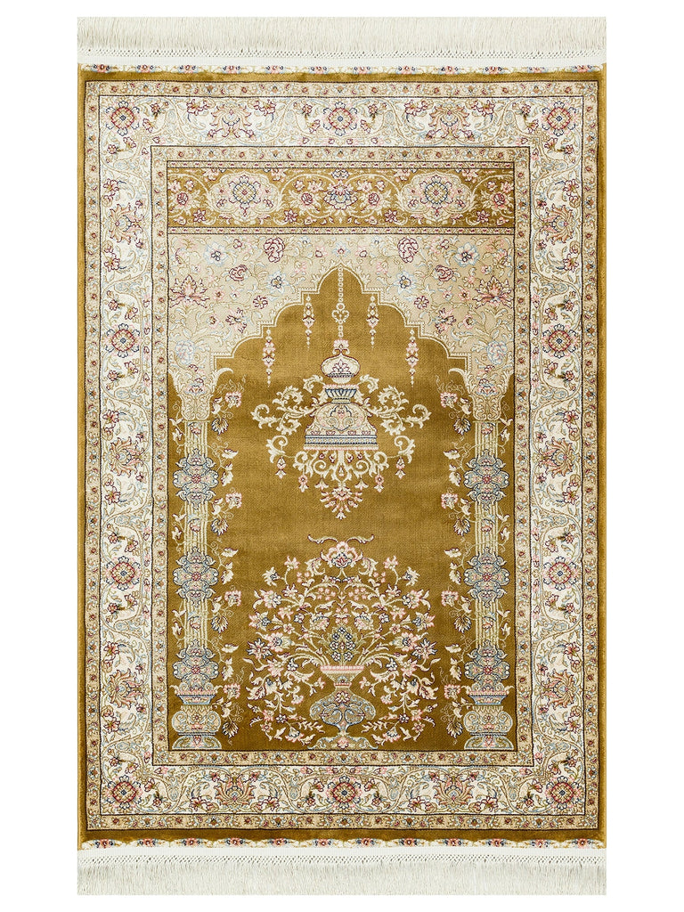 Topkapi Prayer Rug Classic Patterned High Quality Special Shiny Gift Dowry Prayer Rug 01 GOLD