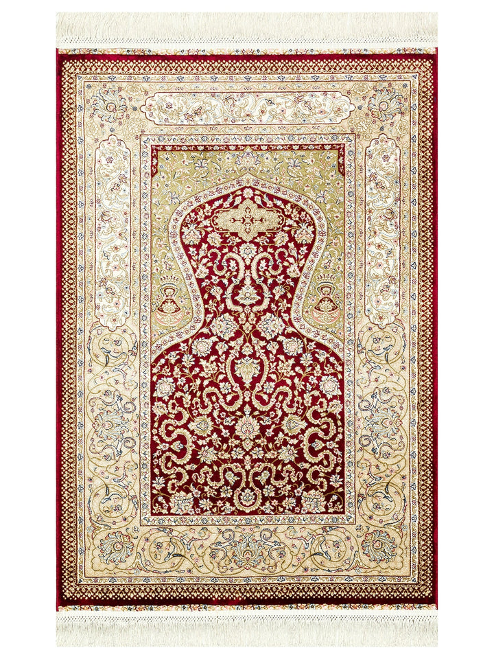 Topkapi Prayer Rug Classic Patterned High Quality Special Shiny Gift Dowry Prayer Rug 02 RED